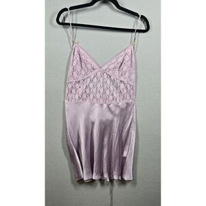 Free People Slip‎ Dress Womens Medium Purple Lace Satin Nightie Lingerie Boho